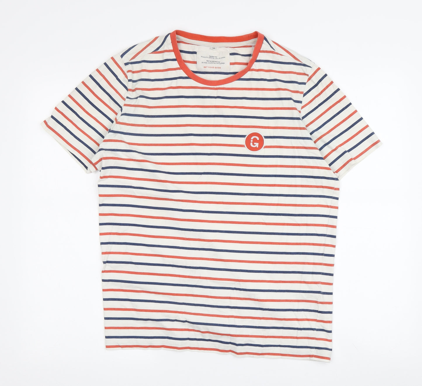 GET YOUR GUIDE Men's Multicoloured Striped T-Shirt M
