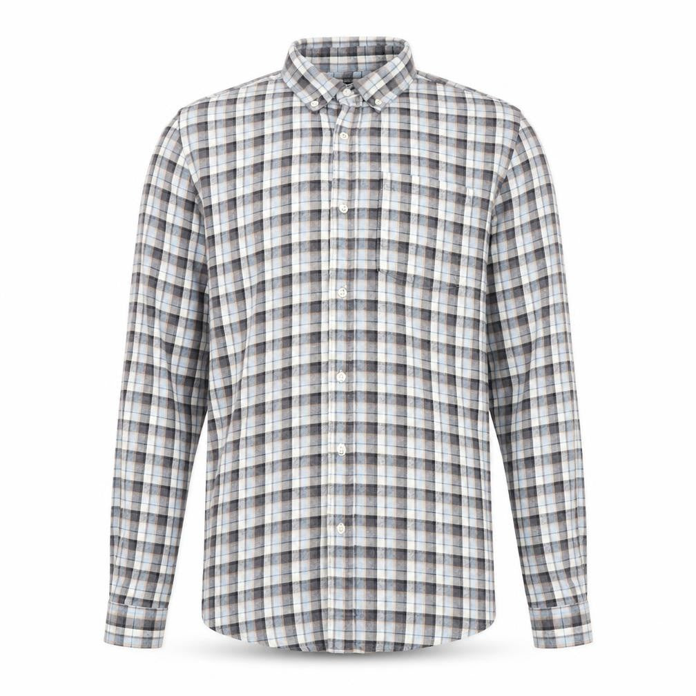 Front view of Next Signature Men's Grey Check Shirt, size S