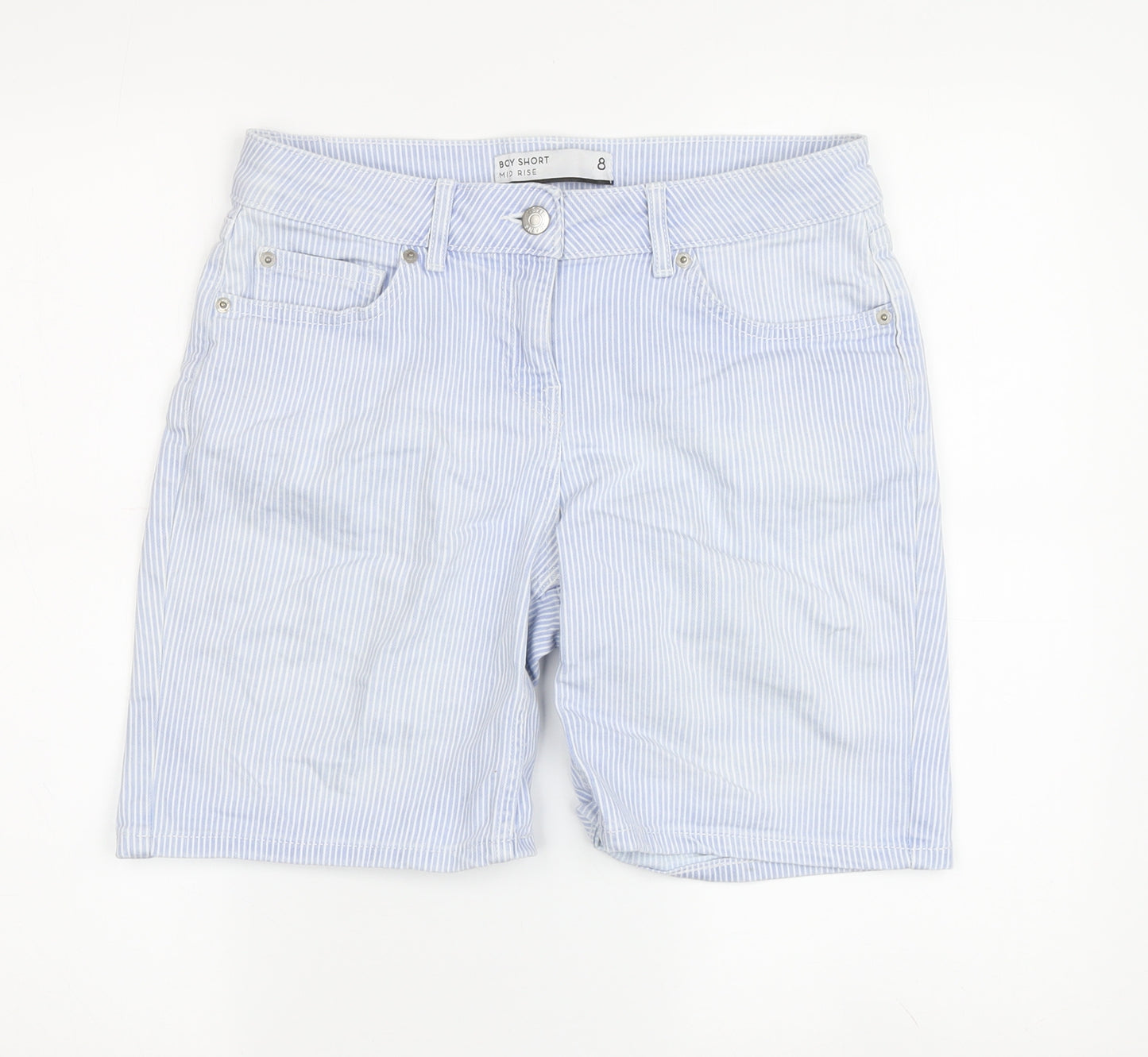 Next Women's Blue Pinstripe Boyfriend Shorts