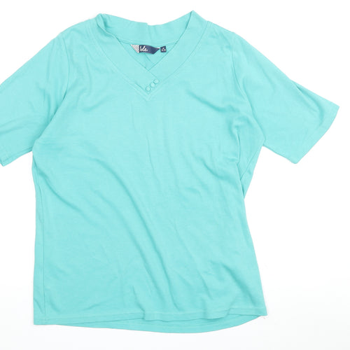 Isle Women's Blue V-Neck T-Shirt, Medium Short Sleeve