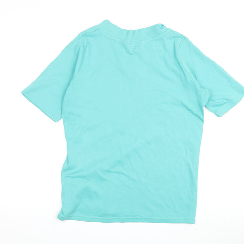 Isle Women's Blue V-Neck T-Shirt, Medium Short Sleeve