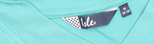 Isle Women's Blue V-Neck T-Shirt, Medium Short Sleeve
