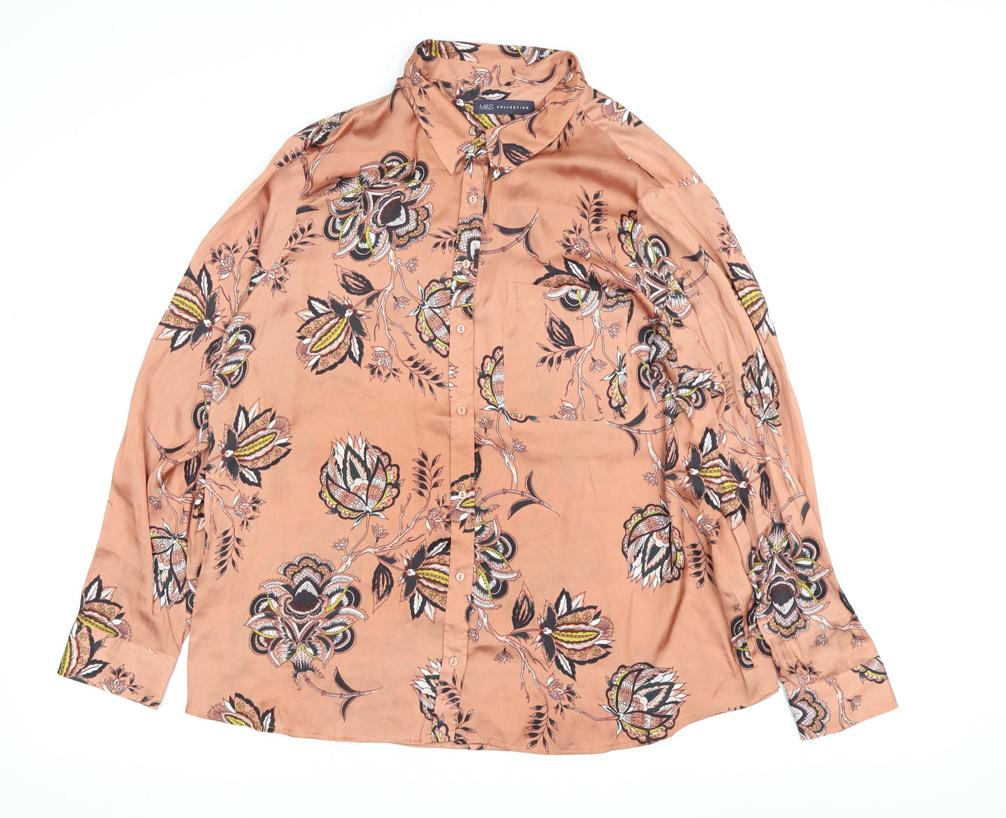 Marks and Spencer Women's Pink Floral Blouse Size 18 Regular Fit