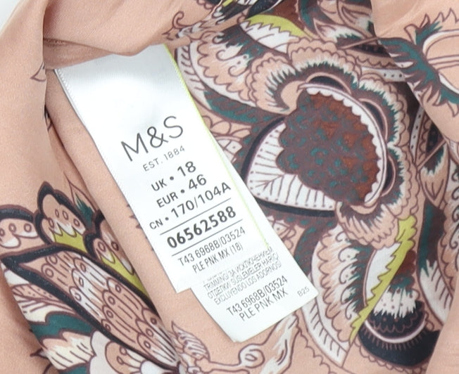 Marks and Spencer Women's Pink Floral Blouse Size 18 Regular Fit