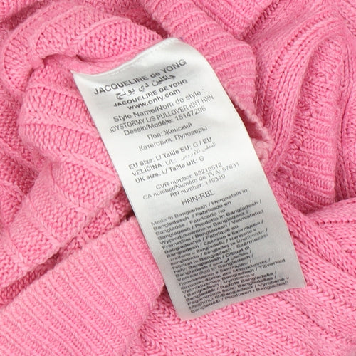 Jacqueline de Yong Women's Pink Pullover Jumper L