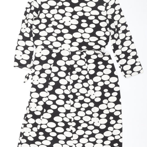 Wallis Petites Black & White Polka Dot Wrap Dress Size 14
