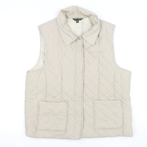 Janique Women's Beige Quilted Waistcoat Size 18