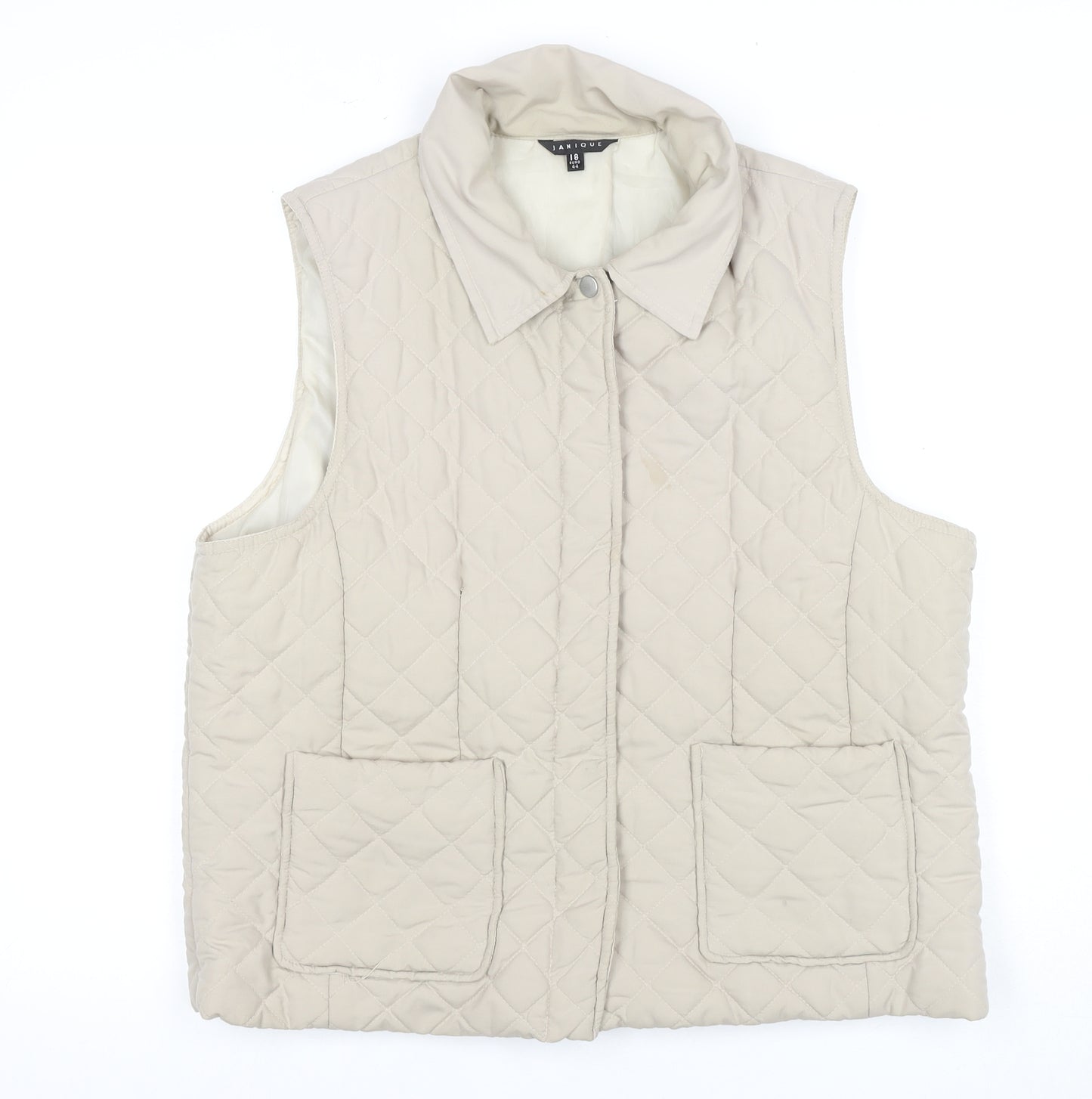 Janique Women's Beige Quilted Waistcoat Size 18