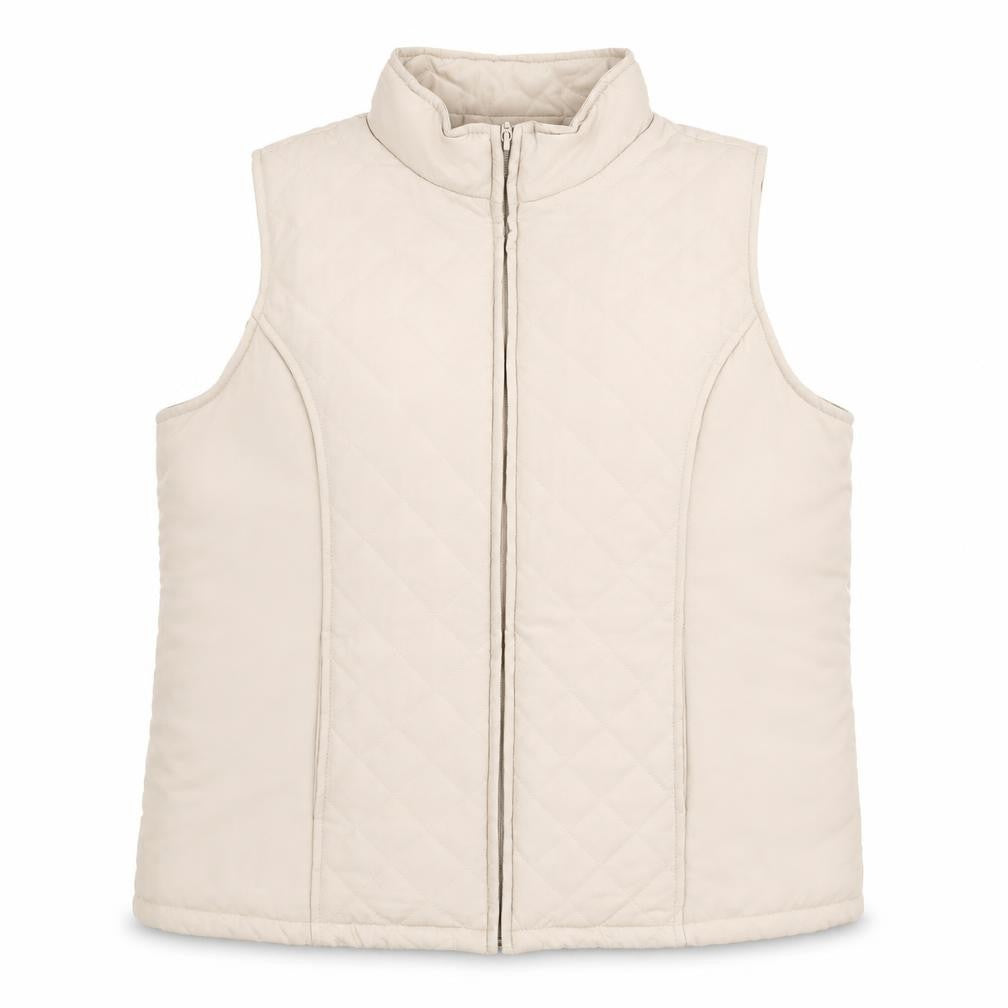 Front view of EWM Women's Beige Quilted Waistcoat M - Casual Chic