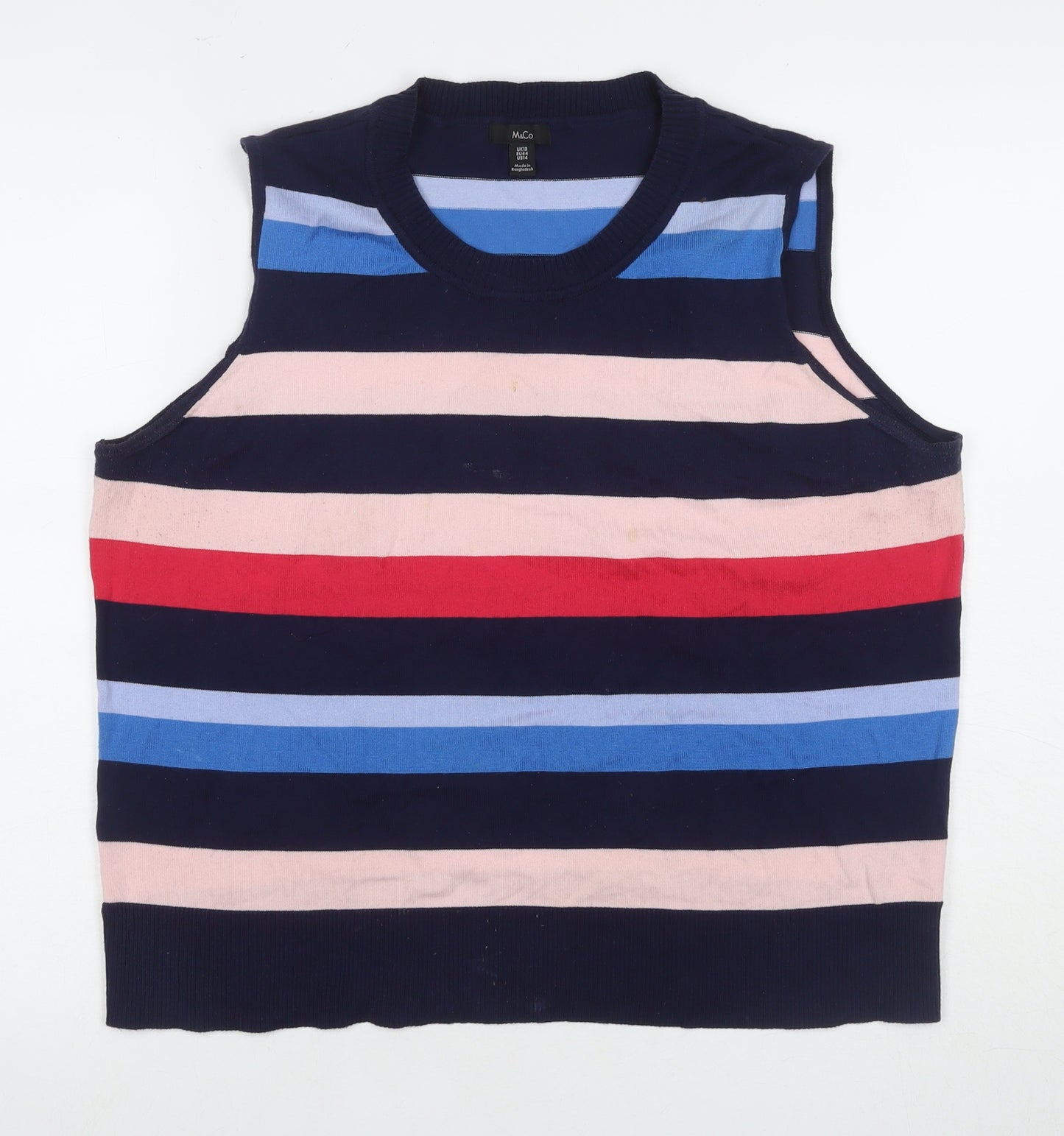 M&Co Women's Multicoloured Striped Vest, Size 14