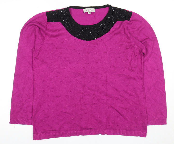 Bassini Women’s Purple Studded Knit Long Sleeve Top XL