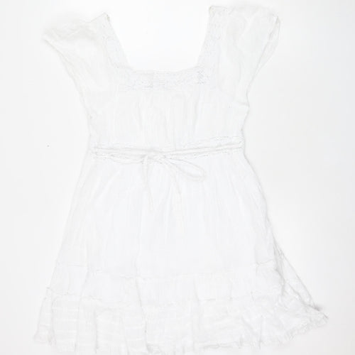 Look Women's White Cotton Sleeveless Dress Size 14