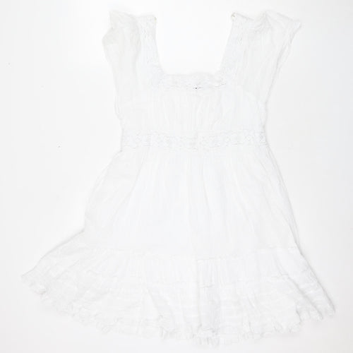 Look Women's White Cotton Sleeveless Dress Size 14