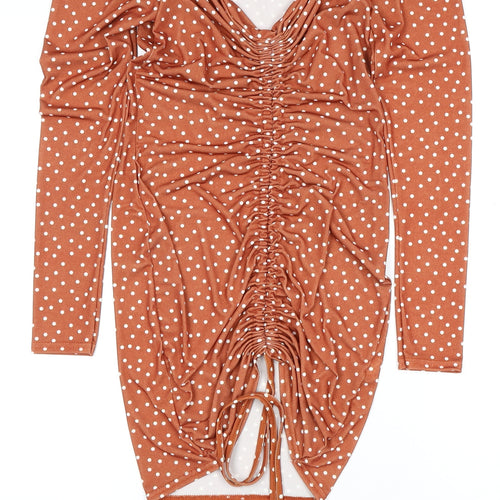 PrettyLittleThing Women's Brown Bodycon Dress Size 10