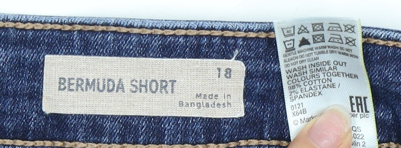 Marks and Spencer Women's Blue Bermuda Shorts Size 18