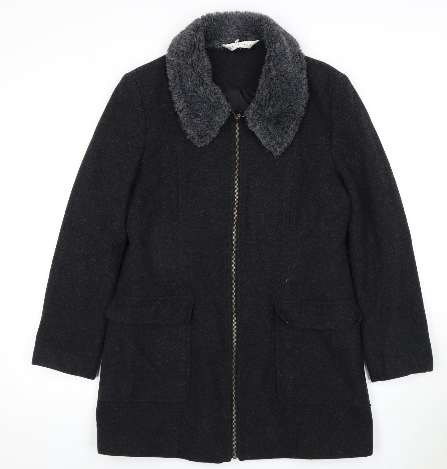 Modern Classics Women's Black Wool Coat Size 12