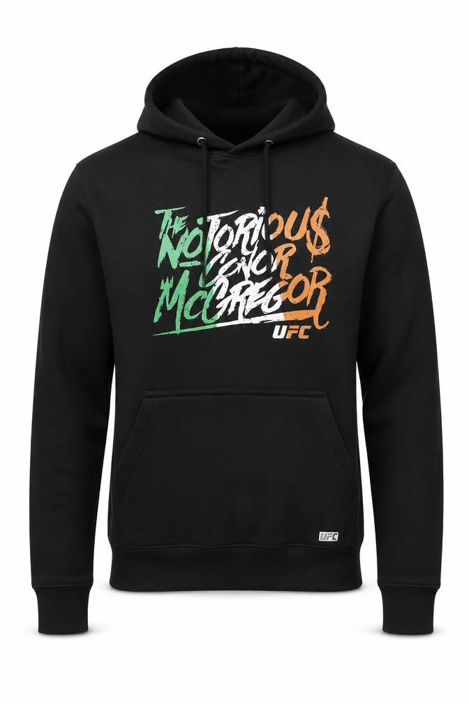 Front view of UFC Men's Black Small Pullover Hoodie