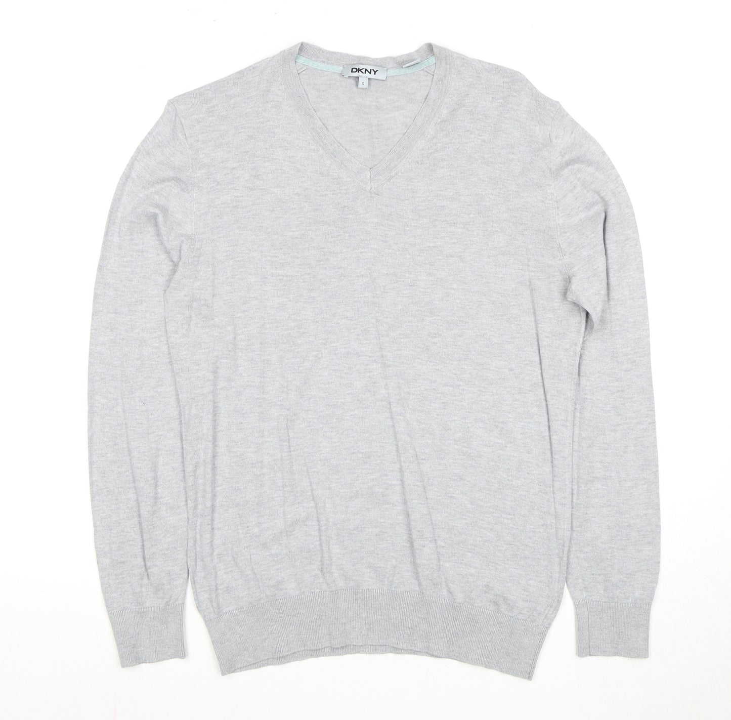 DKNY Men's Grey V-Neck Pullover Jumper, Size S