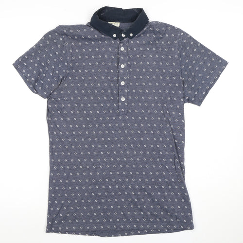 Jack & Jones Men's Blue Geometric Polo Shirt M