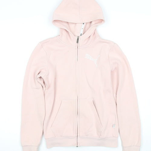 Puma Girls Pink Hoodie Full Zip Logo 13-14 Years