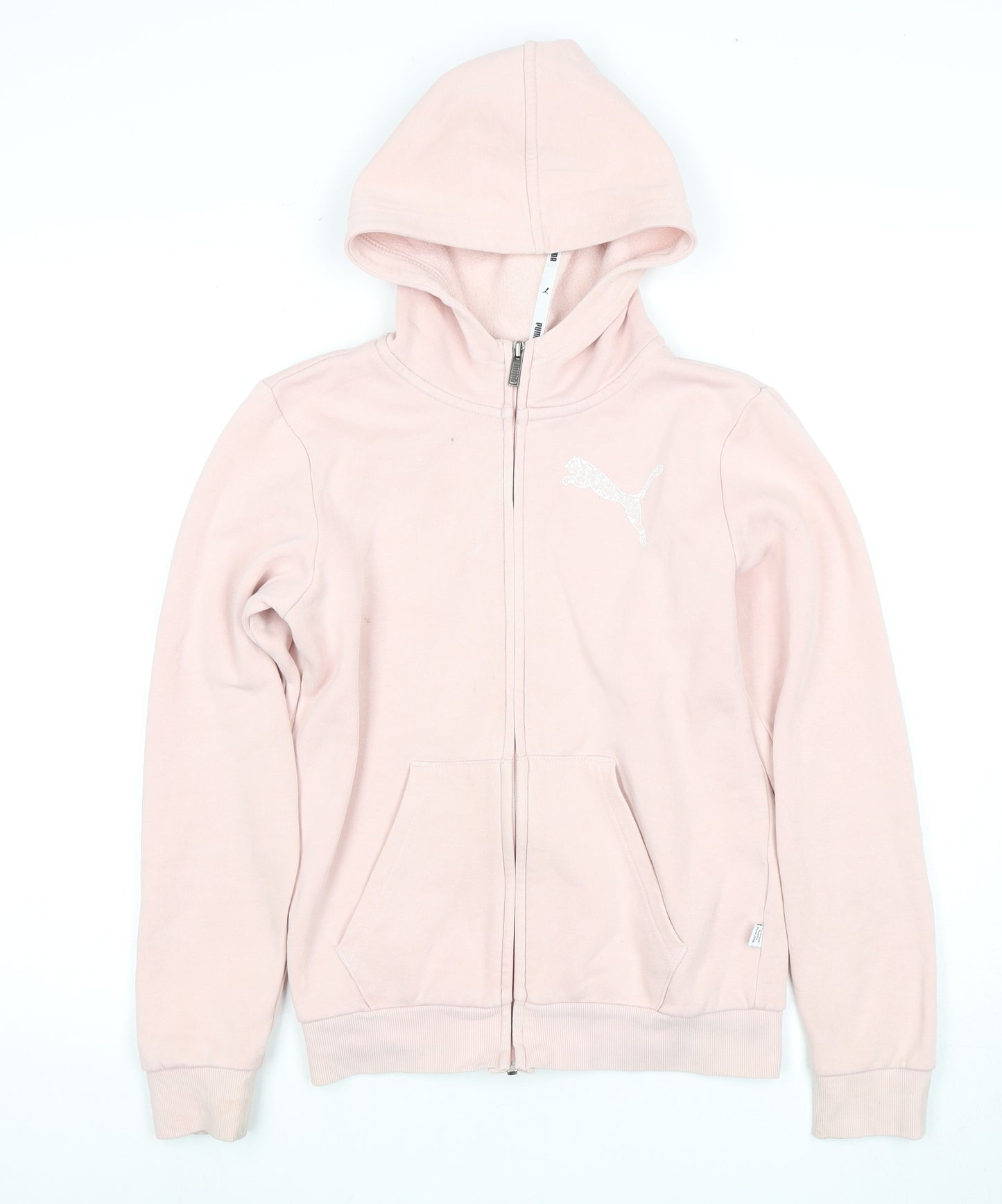 Puma Girls Pink Hoodie Full Zip Logo 13-14 Years