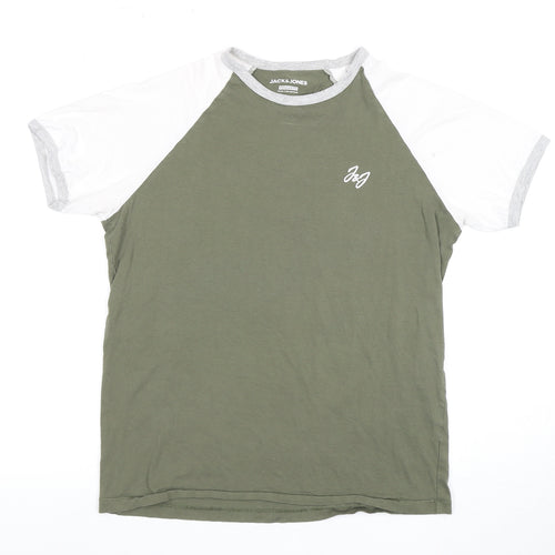 Jack & Jones Men's Green Crew Neck T-Shirt Size S