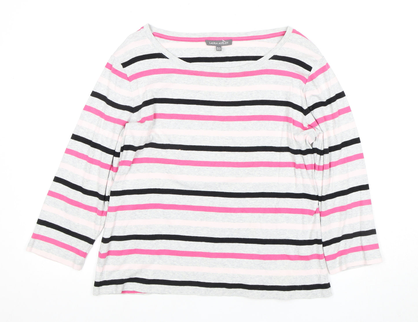 Laura Ashley Women's Striped 3/4 Sleeve T-Shirt, Size 4