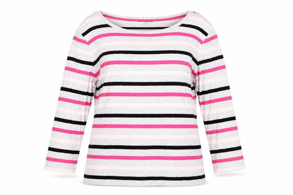 Laura Ashley Women's Striped 3/4 Sleeve T-Shirt, Size 4