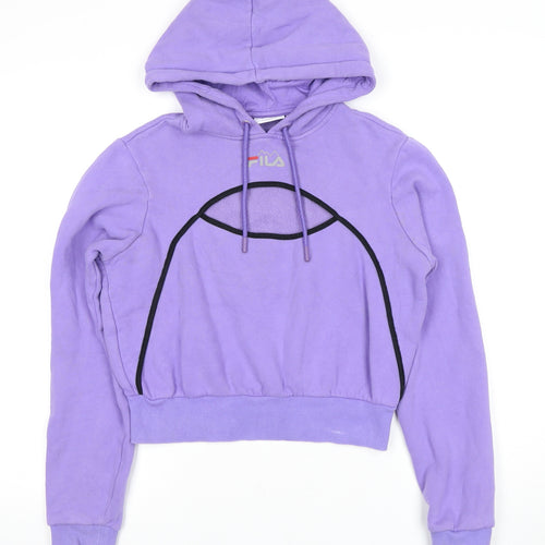 FILA Women's Purple Pullover Hoodie S - Logo Accent