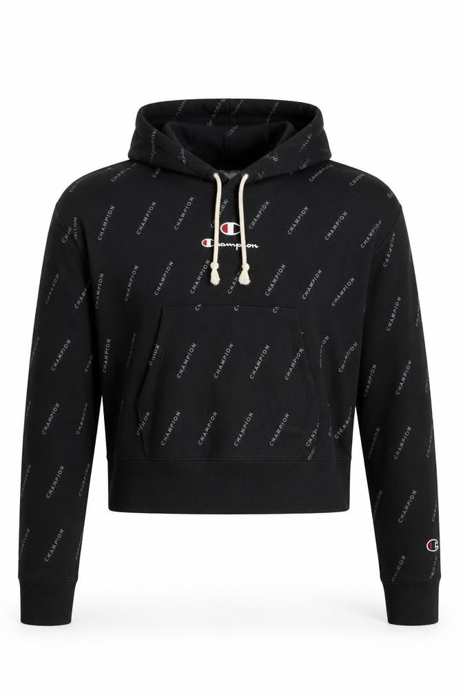 Front view of Champion Women's Black Pullover Hoodie S Lightweight