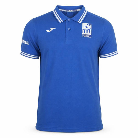 Front view of Joma Men's Blue Polo Shirt, Short Sleeve, size S