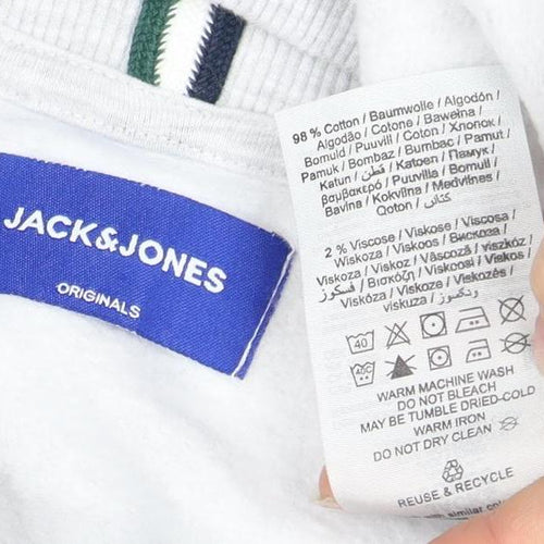 Jack & Jones Men's White S Sweatshirt Pullover Graphic