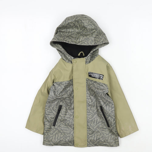 River Island Boys Green Geometric Rain Coat - 12-18 Months