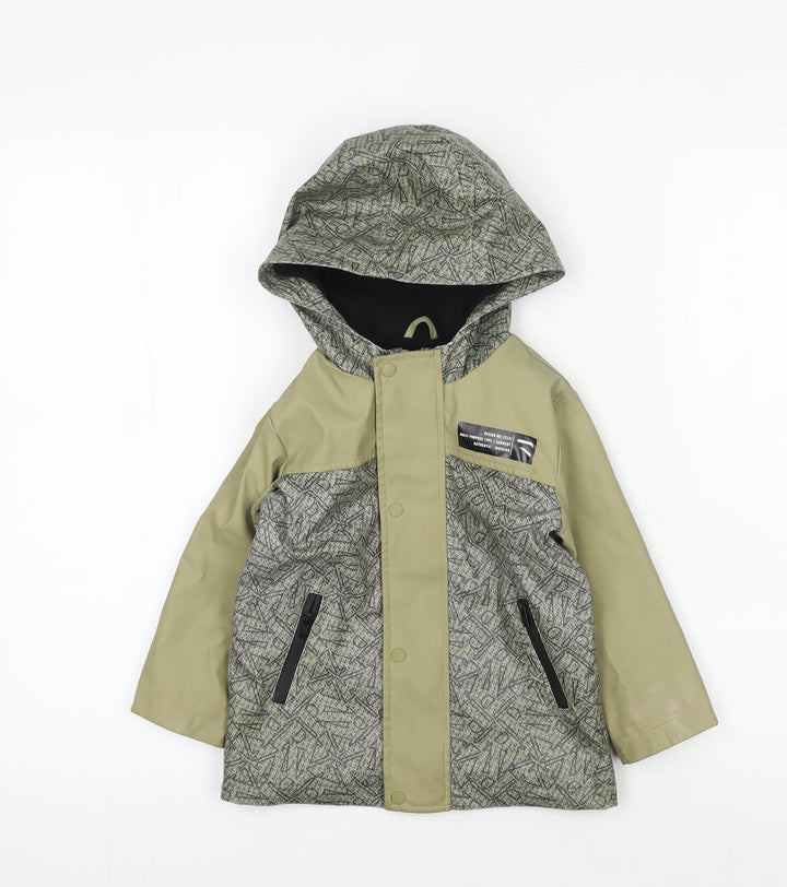 River Island Boys Green Geometric Rain Coat - 12-18 Months