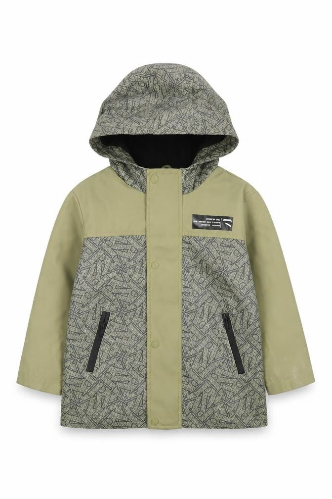 Front view of River Island boys’ green geometric rain coat - 12-18 months