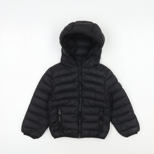 SoulCal & Co Black Boys Puffer Jacket 3-4 Years Hooded