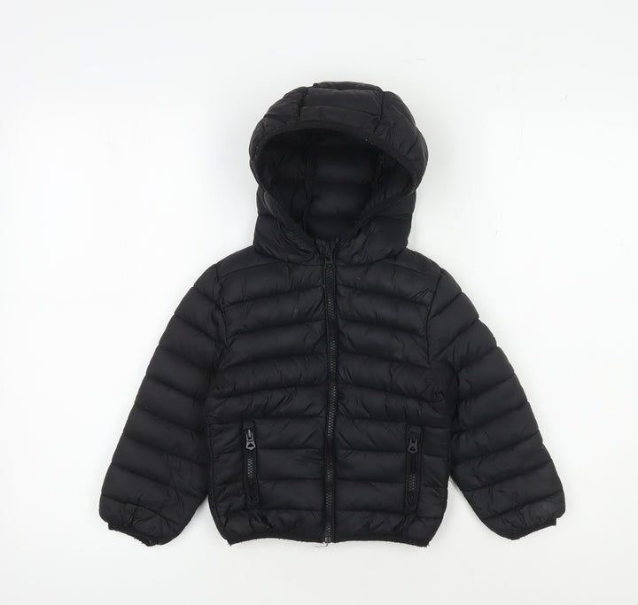 SoulCal & Co Black Boys Puffer Jacket 3-4 Years Hooded