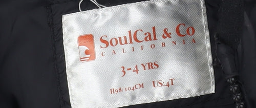 SoulCal & Co Black Boys Puffer Jacket 3-4 Years Hooded