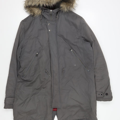 Pretty Green Men's Grey Parka Jacket - Size L