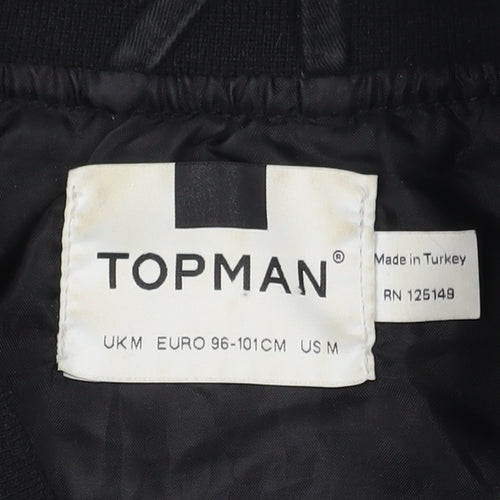 Topman Men's Black Bomber Jacket M - Classic Stand-Up Collar