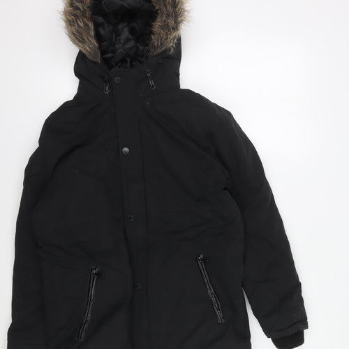 Firetrap Boys Black Hooded Parka Jacket, Size 11, Great Condition