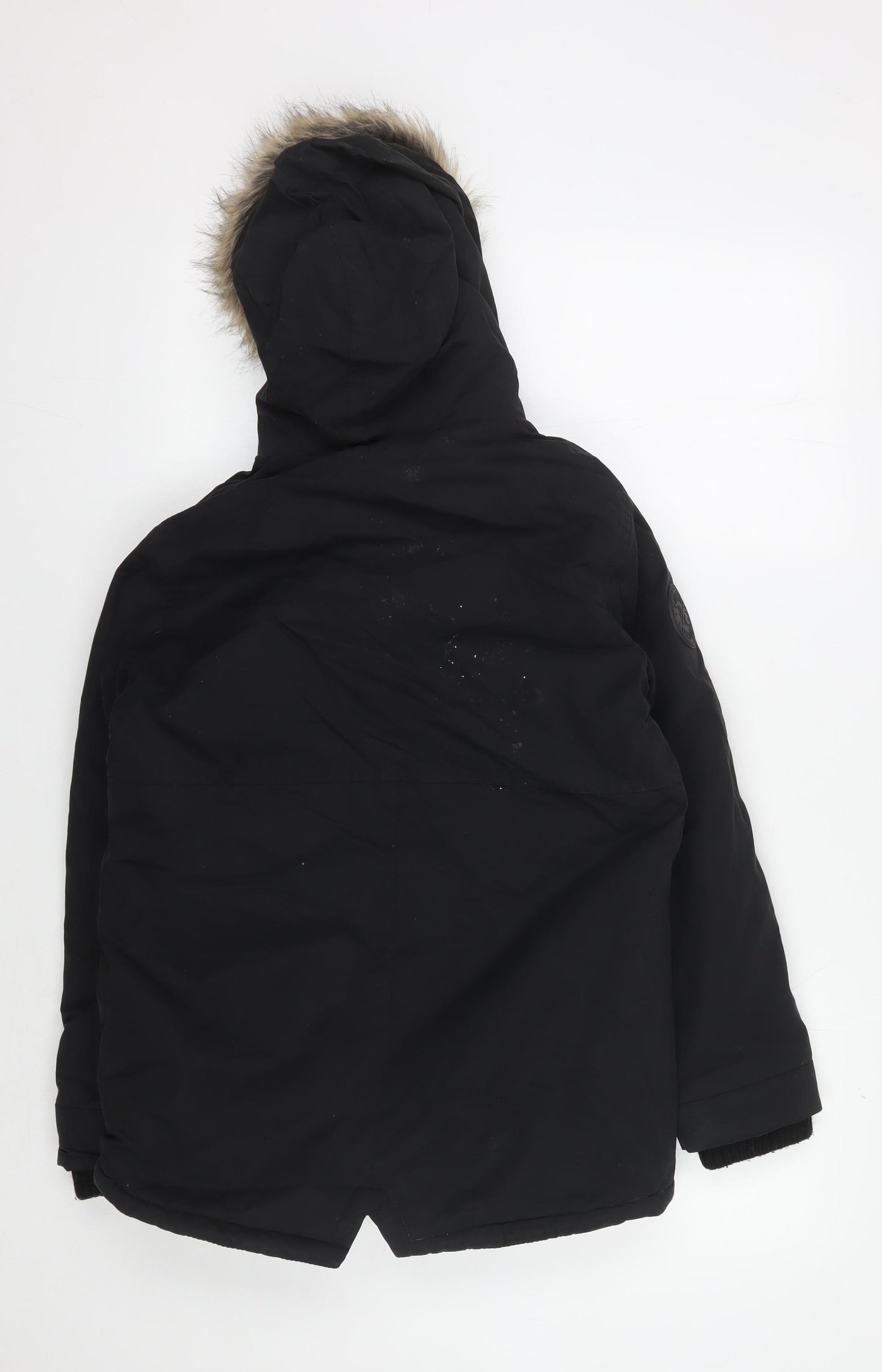 Firetrap Boys Black Hooded Parka Jacket, Size 11, Great Condition