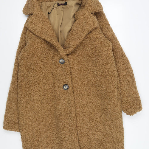 Tenki Women's Brown Fleece Mid-Length Coat S
