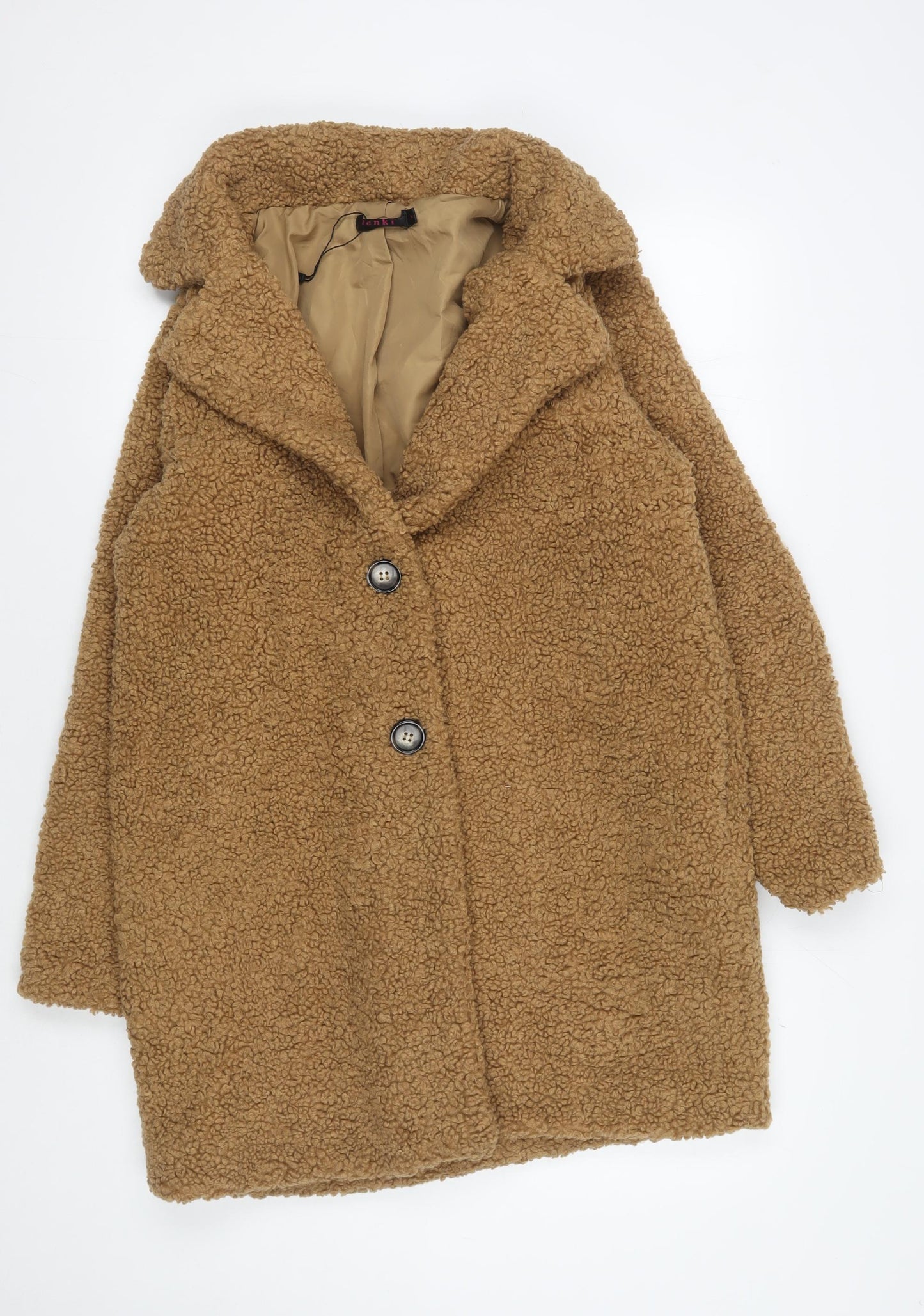 Tenki Women's Brown Fleece Mid-Length Coat S