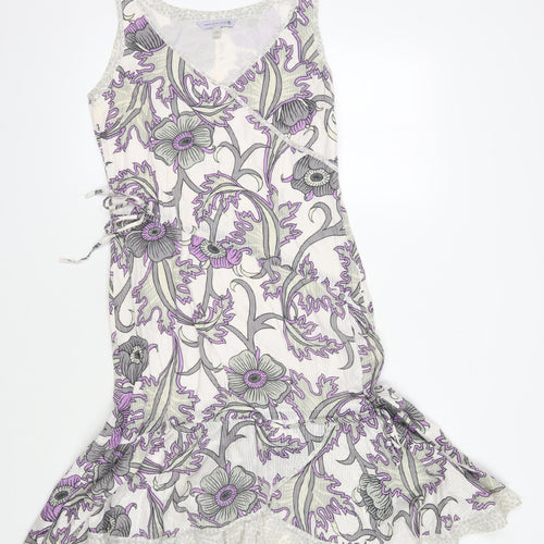 Women's Purple Floral Dress Cotton, Size 10, Sleeveless