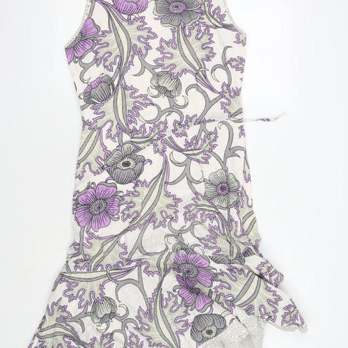 Women's Purple Floral Dress Cotton, Size 10, Sleeveless