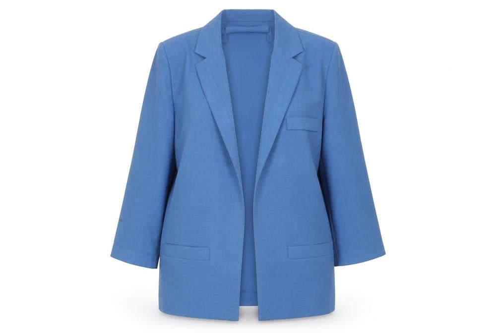 Front view of Jacques Vert Women's Blue Blazer, size 12, - Classic Style