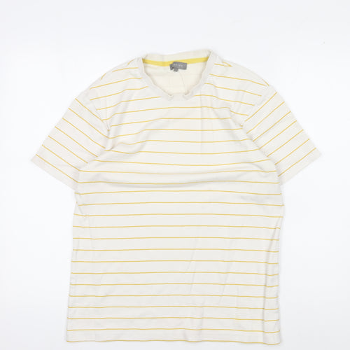 Jaeger Men's White Striped Short Sleeve T-Shirt S