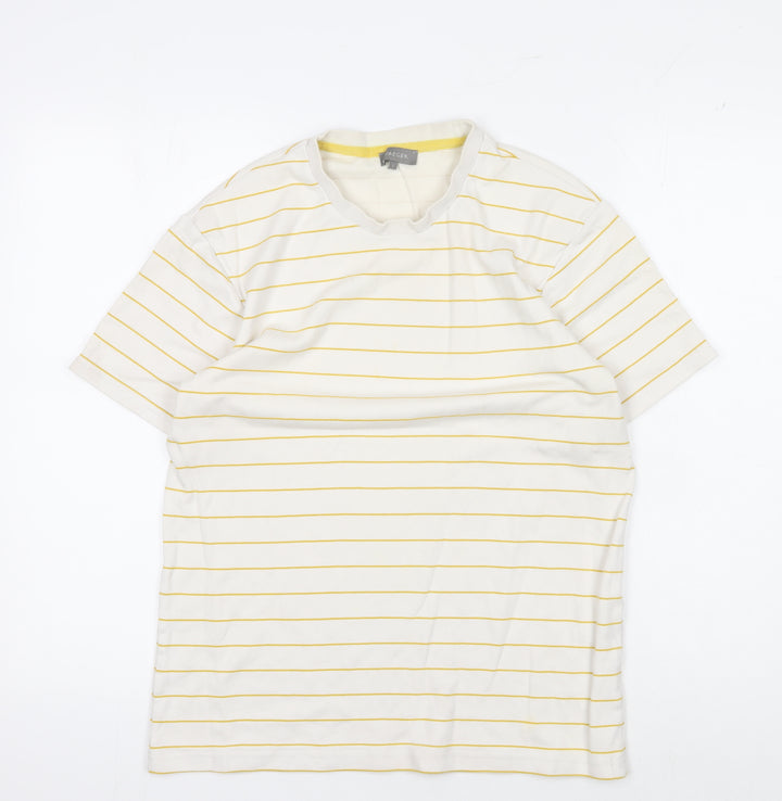 Jaeger Men's White Striped Short Sleeve T-Shirt S