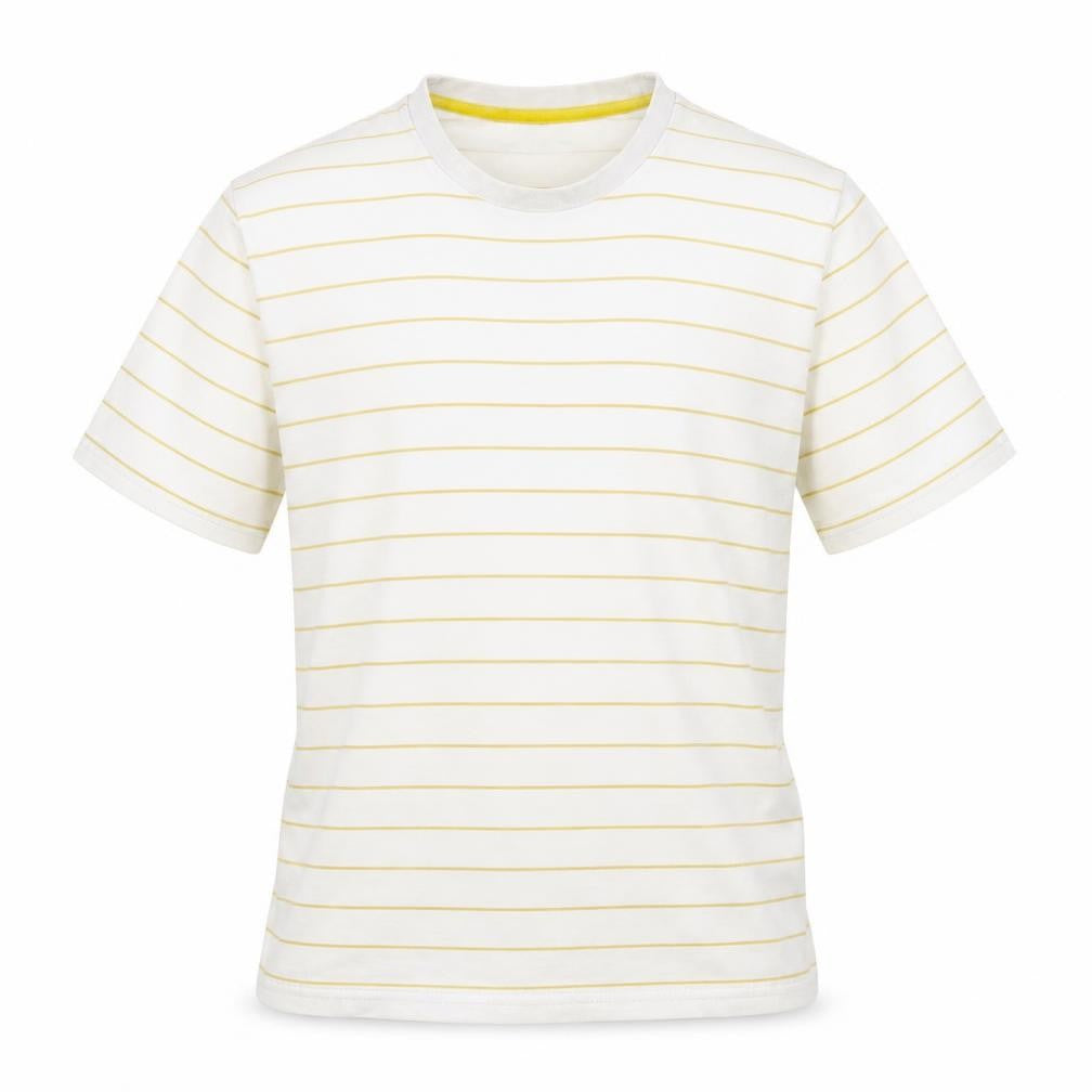 Front view of Jaeger Men's White Striped Short Sleeve T-Shirt S